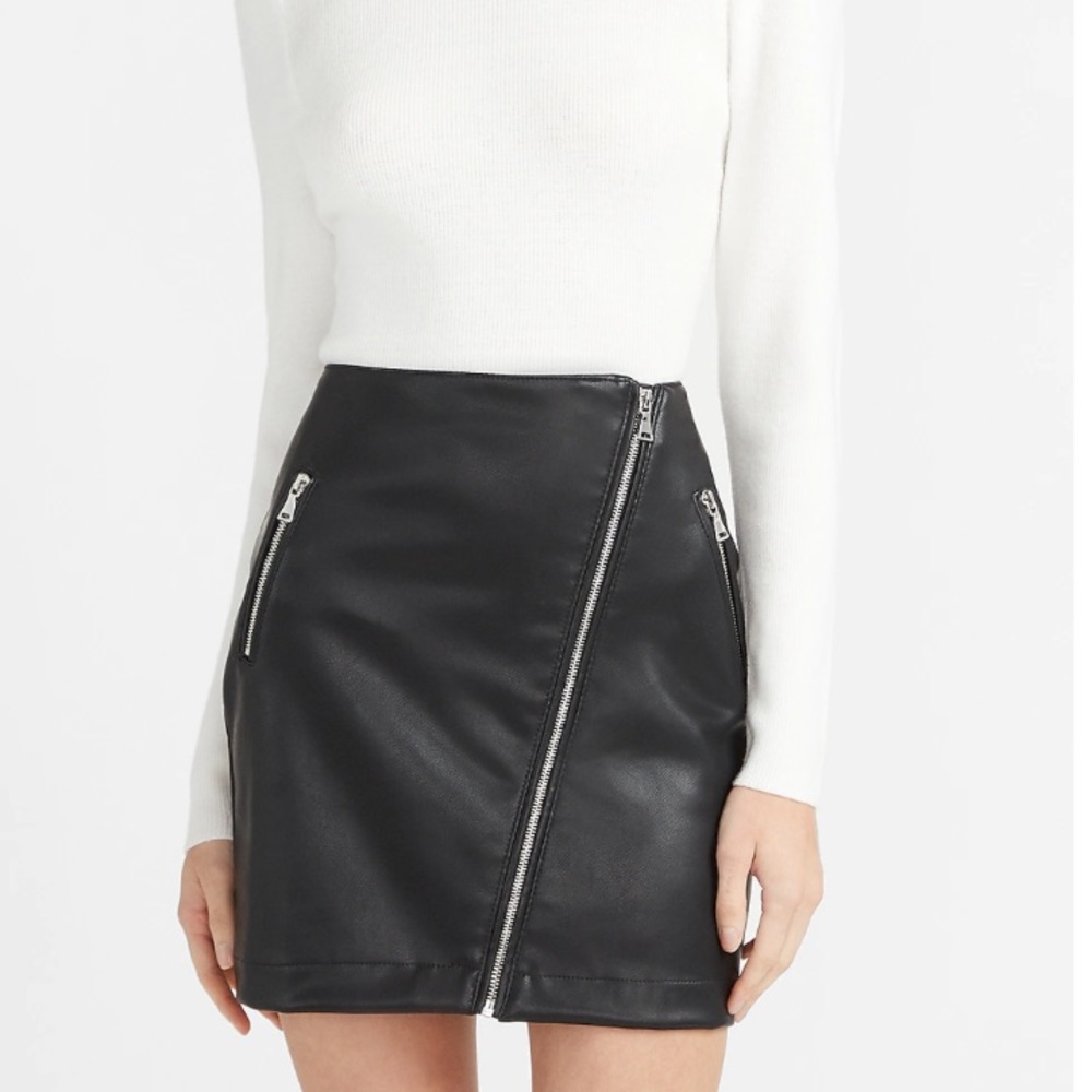 High Waisted Vegan Leather Mini Skirt